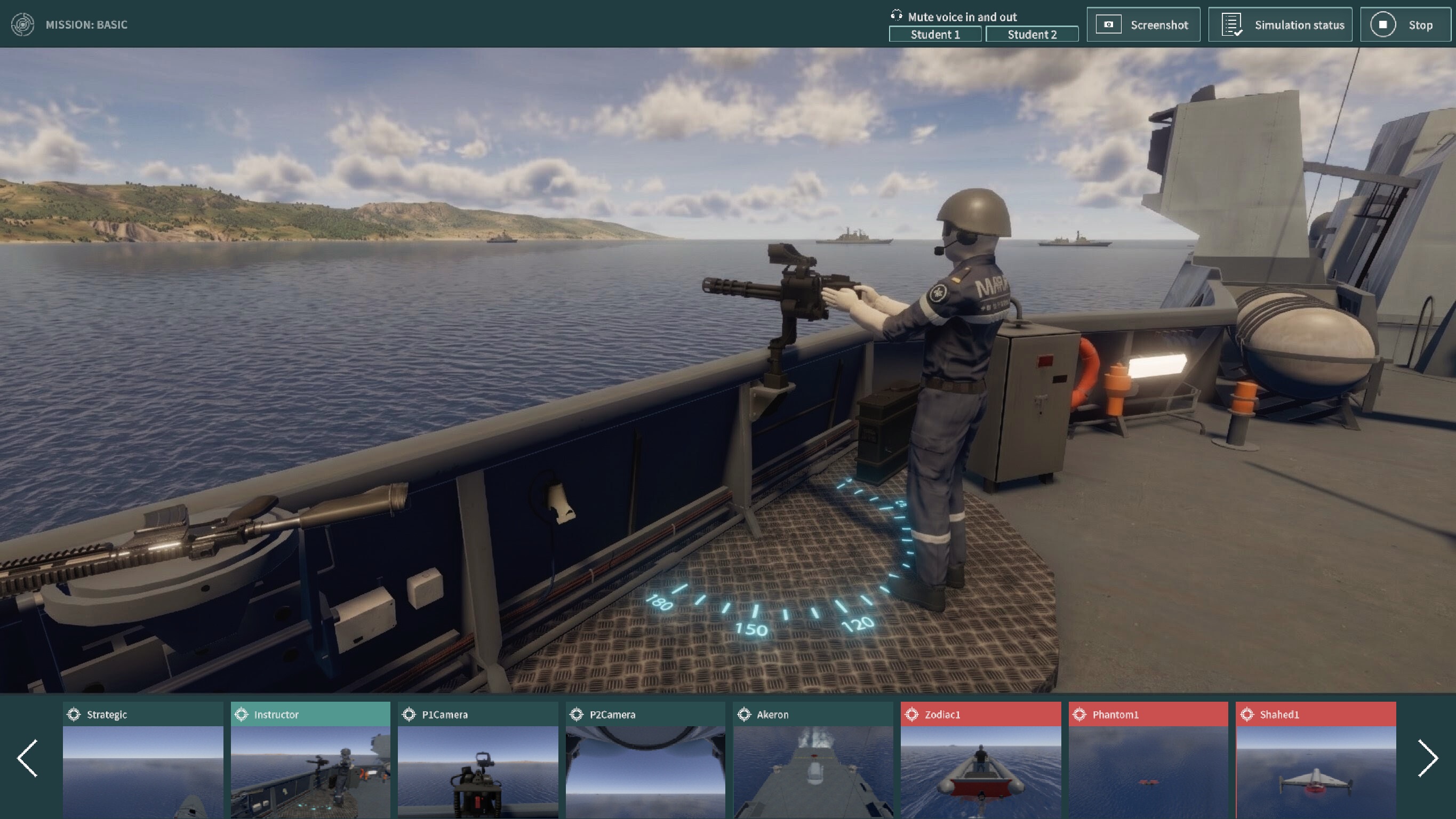 Vue instructeur DRACO — défense navale